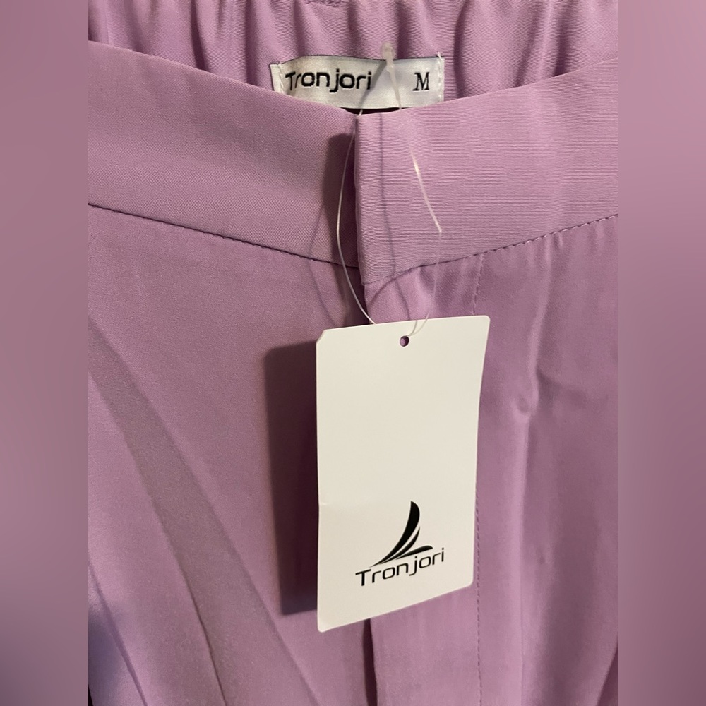 Sz US M Tronjori Wide-Leg Women's Pants Lilac Tronjori Women High Waist Casual - Picture 8 of 10